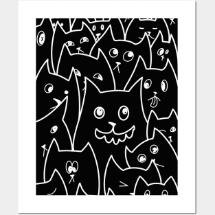 Cartoon Qute Cat Doodle / Cats illustration / Cat line art Posters and Art